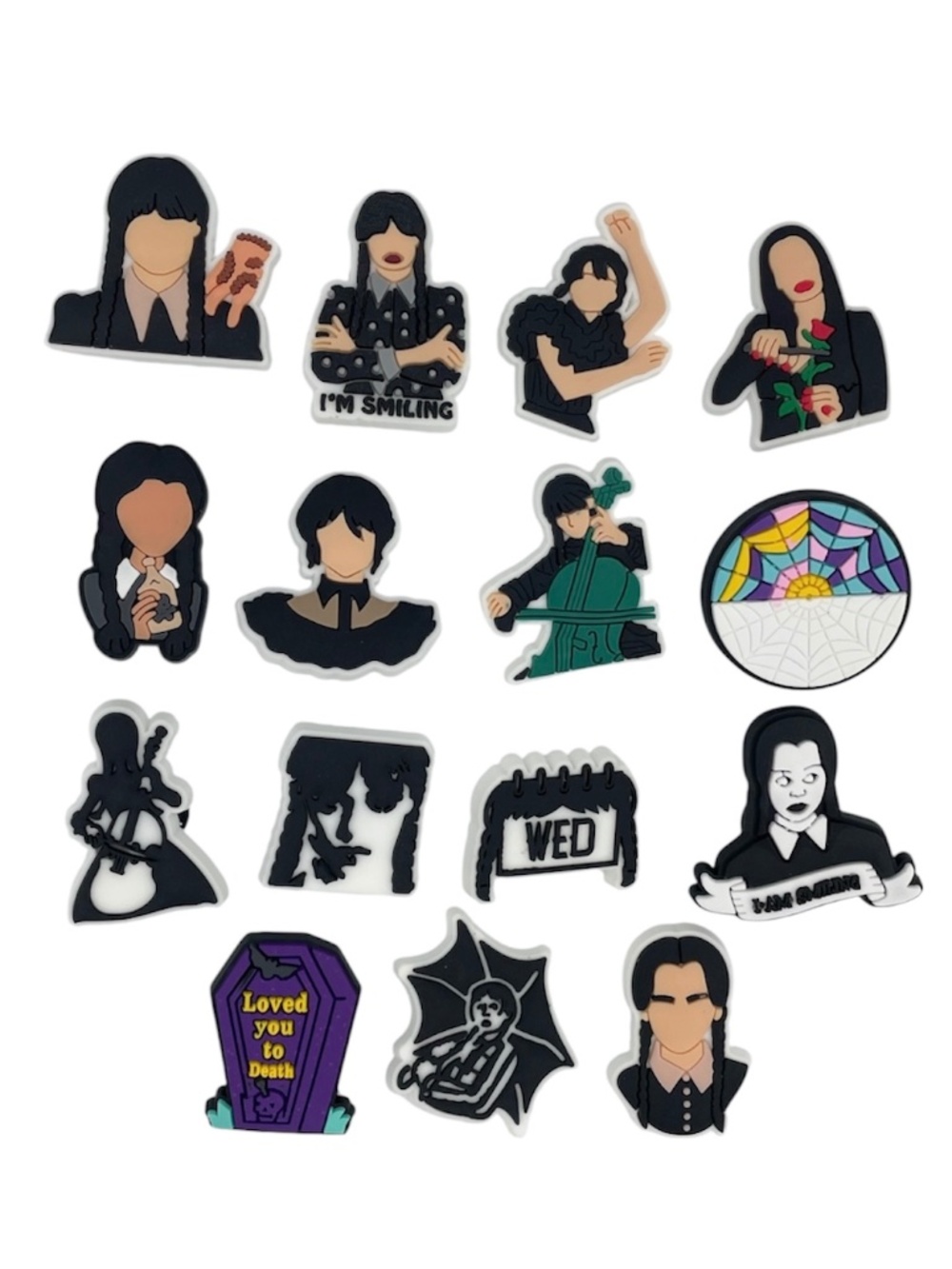 15pcs Wednesday Addams crocs charms